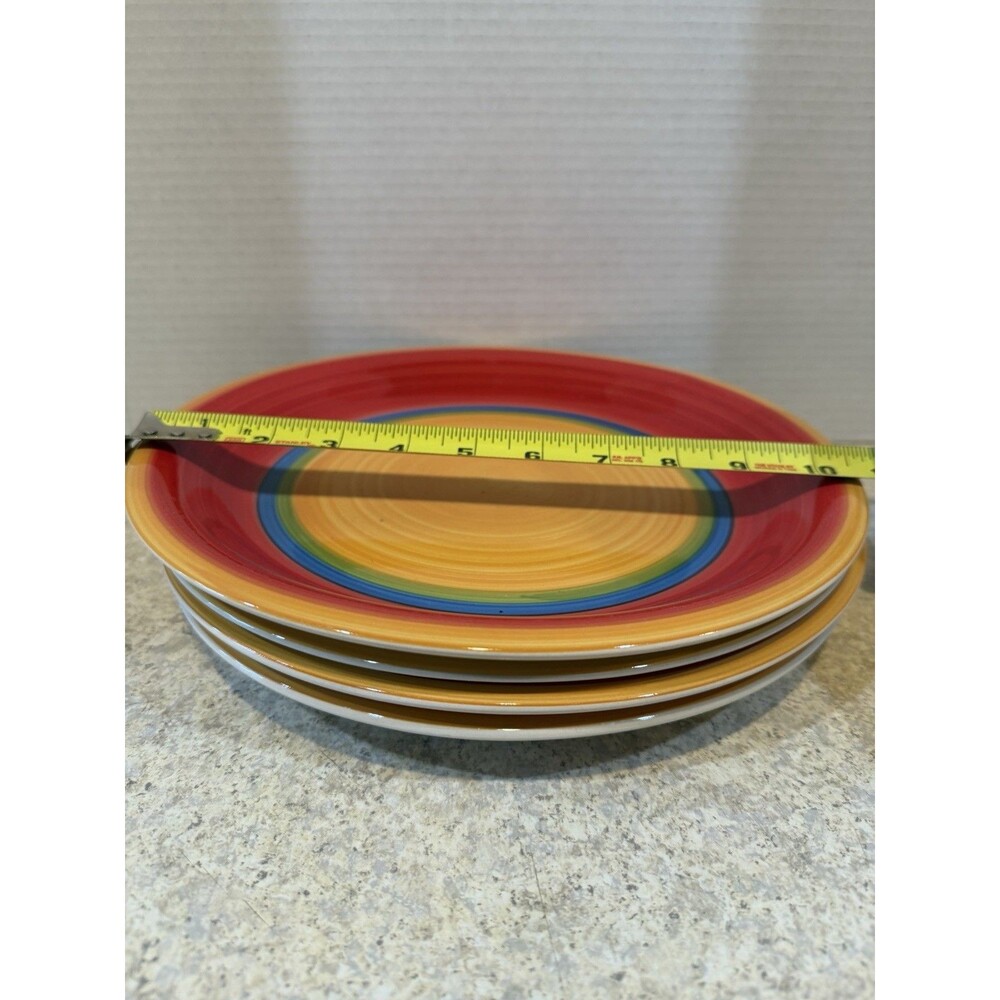 Royal Norfolk Rainbow Swirl Stoneware Dinner Plates Set of 4 10.5” Hand Painted - Picture 6 of 8